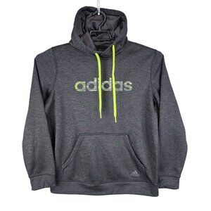 Womens Gray & Green Adidas Climalite Pullover Hoodie Sweatshirt Long Sleeve L
